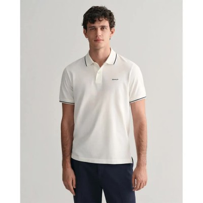 мъжки,блузи,с,яка,gant,tipped,piqué,short,sleeve,polo,white