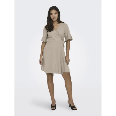 рокля,дамски,поли,и,рокли,only,addiction,caro,short,sleeve,short,dress,oxford,tan,(beige)