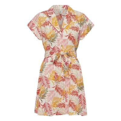 рокля,дамски,поли,и,рокли,only,laure,fr,short,sleeve,short,dress,orange,(cloud,dancer,aop,multi,leaf)