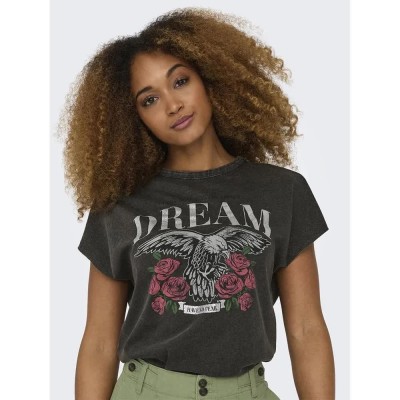 тениска,дамски,тениски,only,lucy,life,roses,short,sleeve,t,shirt,green,(black,print,dream,coastline)