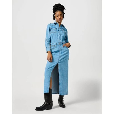 рокля,дамски,поли,и,рокли,wrangler,match,up,long,sleeve,long,dress,blue