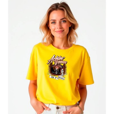 тениска,дамски,тениски,kruskis,achin,bones,short,sleeve,t,shirt,yellow,(yellow)