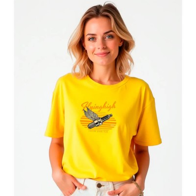 тениска,дамски,тениски,kruskis,fliyinghigh,short,sleeve,t,shirt,yellow,(yellow)
