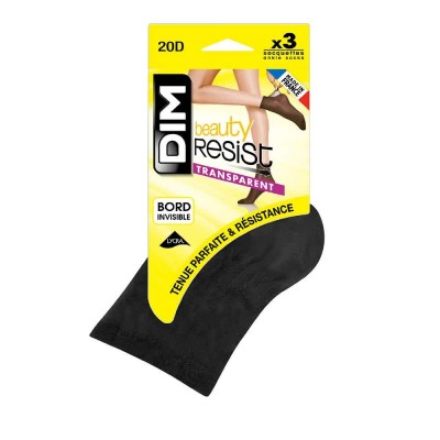 дамски,чорапогащи,и,клинове,dim,paris,beauty,resist,20,deniers,ankle,socks,3,pairs,yellow,(black)