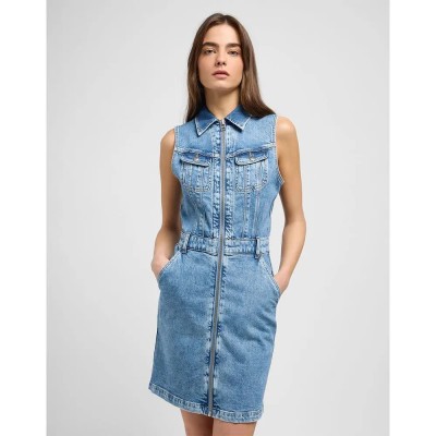 рокля,дамски,поли,и,рокли,lee,unionall,sleeveless,short,dress,blue