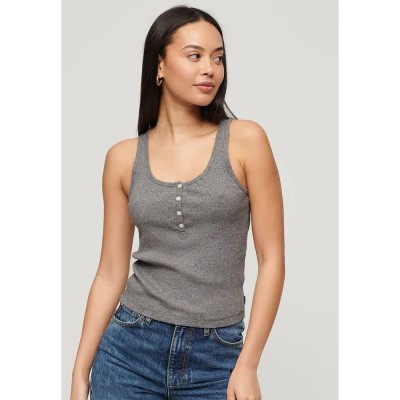 тениска,дамски,тениски,superdry,essential,button,down,sleeveless,t,shirt,dark,grey,fleck,marl,(grey)