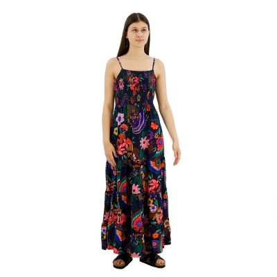 потник,дамски,поли,и,рокли,superdry,smocked,cami,sleeveless,long,dress,multicolor