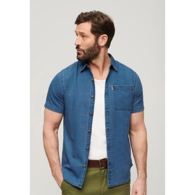 риза,с,къс,ръкав,мъжки,ризи,superdry,vintage,loom,short,sleeve,shirt,blue
