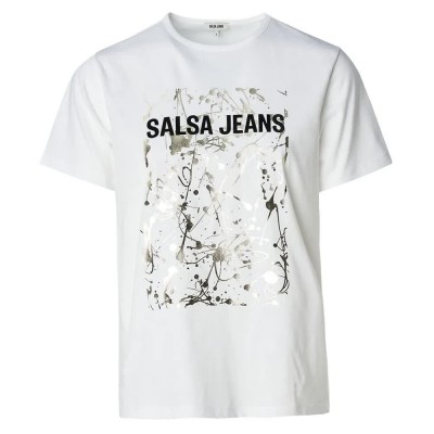 тениска,дамски,тениски,salsa,jeans,graphic,print,short,sleeve,t,shirt,white,(white)