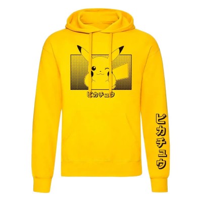 суичър,мъжки,пуловери,дамски,пуловери,heroes,inc,pokemon,pikachu,katakana,hoodie,yellow,(yellow)