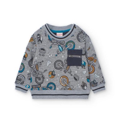 поларена,блуза,мъжки,пуловери,дамски,пуловери,boboli,fleece,printed,sweater,grey,(print)