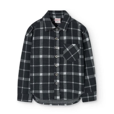 карирана,риза,дамски,ризи,мъжки,ризи,boboli,knit,check,long,sleeve,shirt,black,(checks)