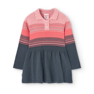 рокля,дамски,поли,и,рокли,boboli,knitwear,long,sleeve,dress,grey,pink,(flamingo)
