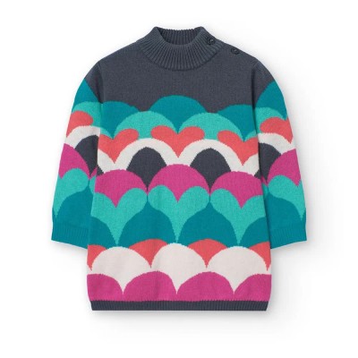 рокля,дамски,поли,и,рокли,boboli,knitwear,hearts,long,sleeve,dress,multicolor,(lake)