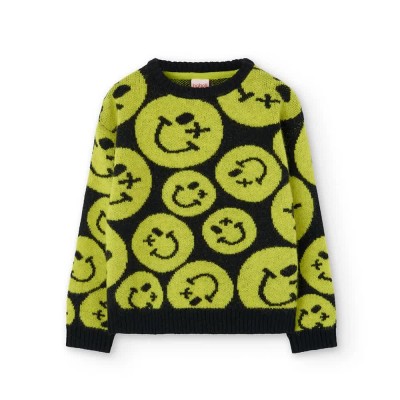 блуза,мъжки,пуловери,дамски,пуловери,boboli,knitwear,sweater,yellow,black,(black)