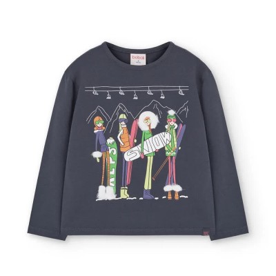 тениска,мъжки,тениски,дамски,тениски,boboli,stretch,knit,long,sleeve,t,shirt,grey,(anthracite)