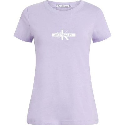 тениска,дамски,тениски,calvin,klein,jeans,faded,monologo,short,sleeve,t,shirt,pastel,lilac,(purple)
