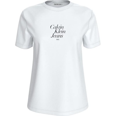 тениска,дамски,тениски,calvin,klein,jeans,font,graphic,short,sleeve,t,shirt,white,(bright,white)