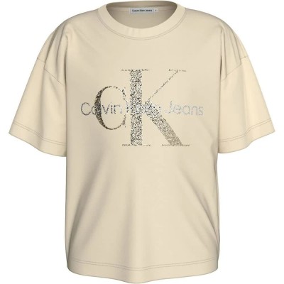 тениска,детски,тениски,calvin,klein,jeans,glitter,monogram,boxy,short,sleeve,t,shirt,beige,(afterglow)