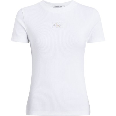 бебешка,тениска,дамски,тениски,calvin,klein,jeans,label,rib,baby,short,sleeve,t,shirt,white