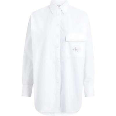 риза,с,дълъг,ръкав,дамски,блузи,дамски,ризи,calvin,klein,jeans,long,utility,long,sleeve,shirt,white