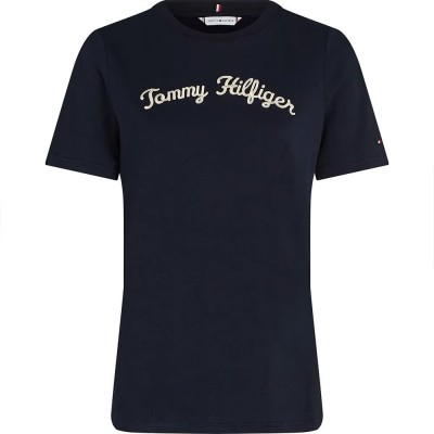 тениска,дамски,тениски,tommy,hilfiger,regular,script,short,sleeve,t,shirt,desert,sky,(blue)