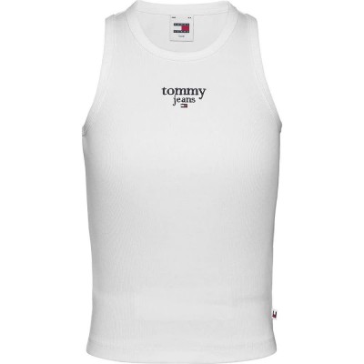 тениска,дамски,тениски,tommy,jeans,slm,essential,logo,1,ext,sleeveless,t,shirt,white,(white)