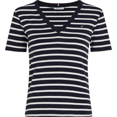тениска,дамски,тениски,tommy,hilfiger,slim,cody,short,sleeve,v,neck,t,shirt,multicolor