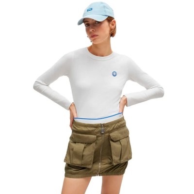 тениска,дамски,тениски,hugo,daliria,10258980,blue,long,sleeve,t,shirt,white