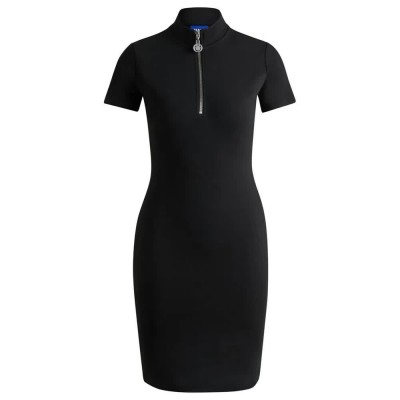 рокля,дамски,поли,и,рокли,hugo,nalayla,10258223,blue,short,sleeve,dress,black,(black)