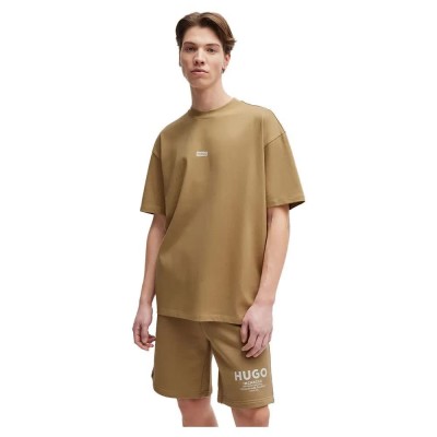 тениска,мъжки,тениски,hugo,nalono,10250555,blue,short,sleeve,t,shirt,brown,(medium,beige)