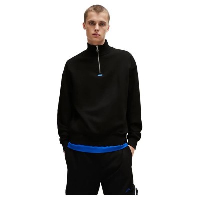 блуза,мъжки,пуловери,hugo,neeler,10249110,blue,half,zip,sweatshirt,black