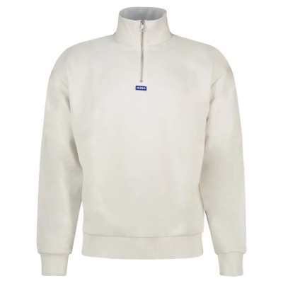 блуза,мъжки,пуловери,hugo,neeler,10249110,blue,half,zip,sweatshirt,white