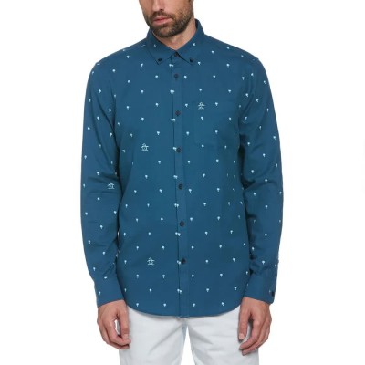 риза,с,дълъг,ръкав,мъжки,ризи,original,penguin,aop,palms,long,sleeve,shirt,blue
