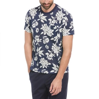 тениска,мъжки,тениски,original,penguin,linen,cotton,slub,aop,floral,short,sleeve,t,shirt,multicolor,(dark,sapphire)