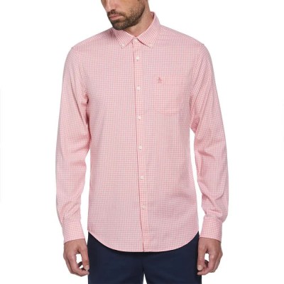 риза,с,дълъг,ръкав,мъжки,ризи,original,penguin,tencel,gingham,long,sleeve,shirt,wild,rose,(pink)