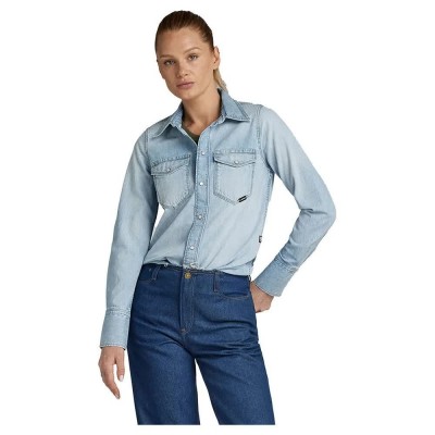 риза,с,дълъг,ръкав,дамски,блузи,дамски,ризи,g,star,western,slim,fit,long,sleeve,shirt,blue,(sun,faded,blue,mist)