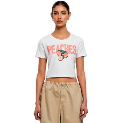 къса,блуза,дамски,топове,miss,tee,peaches,cropped,short,sleeve,top,white