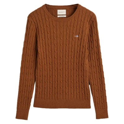 блуза,дамски,пуловери,дамски,плетени,дрехи,gant,stretch,cable,sweater,brown,(cacao)