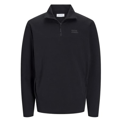 блуза,мъжки,пуловери,jack,&,jones,matty,logo,half,zip,sweatshirt,black,(black)