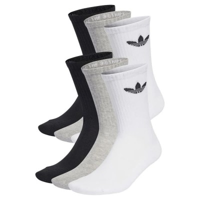 чорапи,мъжки,чорапи,adidas,originals,trefoil,cushion,crew,socks,6,pairs,black,white,medium,grey,heather,(multicolor)