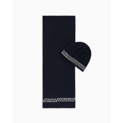 комплект,armani,exchange,set,xm000337,af12274,beanie,blue
