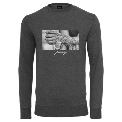 тениска,мъжки,пуловери,mister,tee,pray,2.0,sweatshirt,charcoal,(grey)