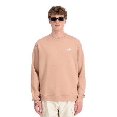 блуза,мъжки,пуловери,alpha,industries,basic,small,logo,sweatshirt,dusty,coral,(beige,pink)