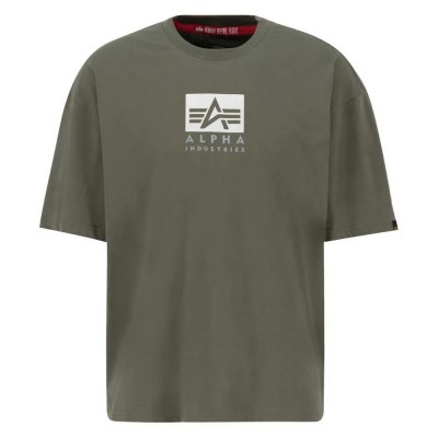 тениска,мъжки,тениски,alpha,industries,satin,logo,t,short,sleeve,t,shirt,dark,olive,(green)