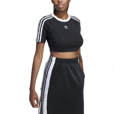 бебешка,фланелка,с,къс,ръкав,дамски,топове,adidas,originals,3,stripes,baby,short,sleeve,top,black