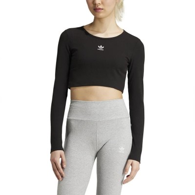 къса,блуза,дамски,топове,adidas,originals,essentials,ribbed,crop,long,sleeve,top,black