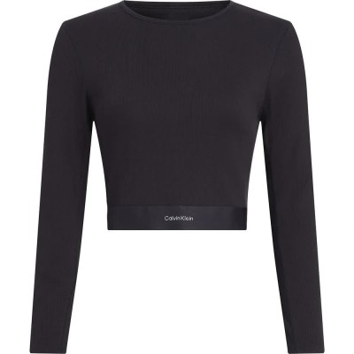 фланелка,с,дълъг,ръкав,дамски,топове,calvin,klein,000qs7217e,long,sleeve,top,black,(black)