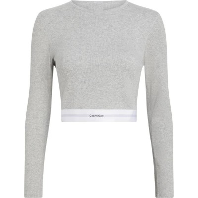 фланелка,с,дълъг,ръкав,дамски,топове,calvin,klein,000qs7217e,long,sleeve,top,grey,(grey,heather)
