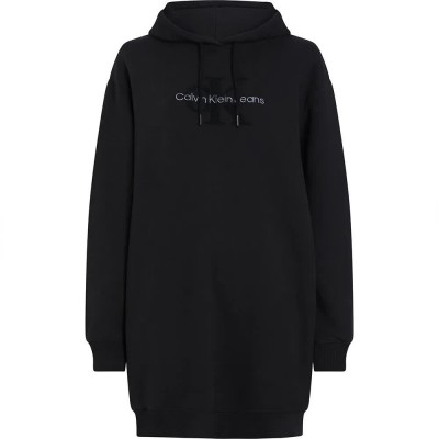 дънки,дамски,поли,и,рокли,calvin,klein,jeans,chenille,monologo,long,sleeve,midi,dress,black